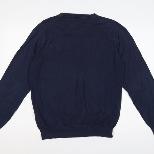 GANT Men’s Blue L Crew Neck Logo Knit Pullover Jumper