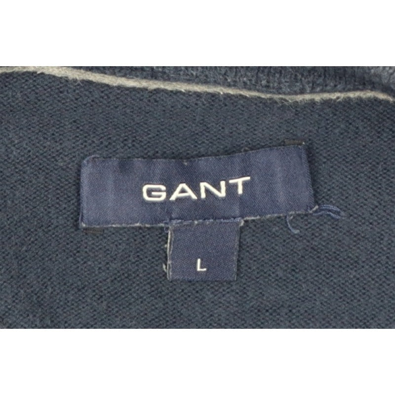 GANT Men’s Blue L Crew Neck Logo Knit Pullover Jumper