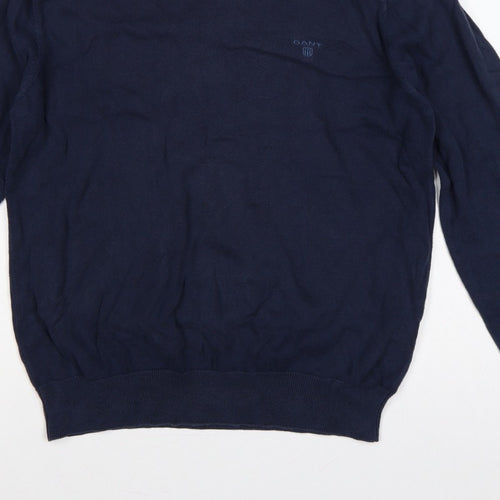 GANT Men’s Blue L Crew Neck Logo Knit Pullover Jumper