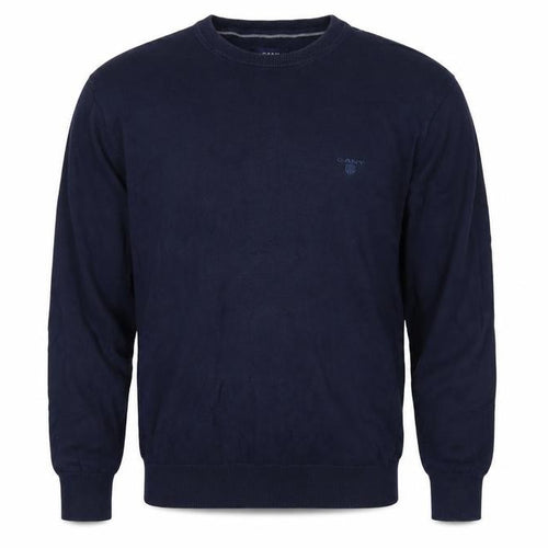 GANT Men’s Blue L Crew Neck Logo Knit Pullover Jumper