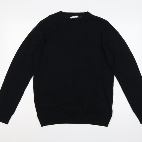 Marks and Spencer Teens Black XS V-Neck Cotton Pullover Jumper