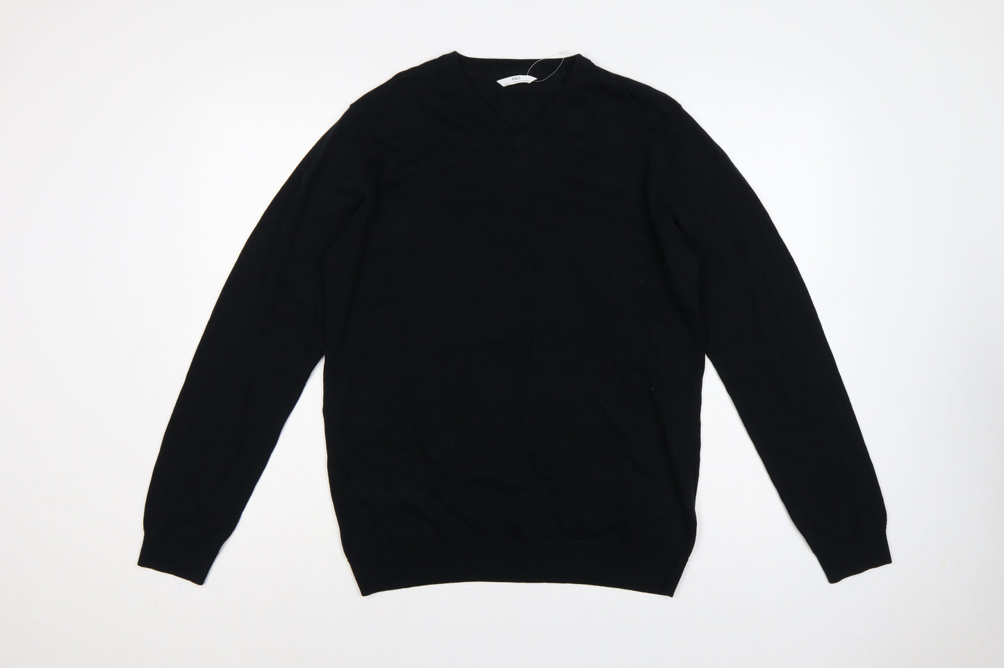 Marks and Spencer Teens Black XS V-Neck Cotton Pullover Jumper