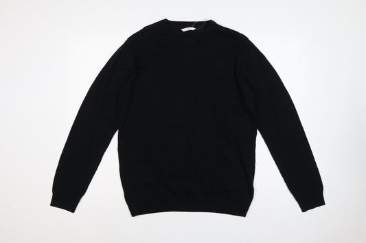 Marks and Spencer Teens Black XS V-Neck Cotton Pullover Jumper