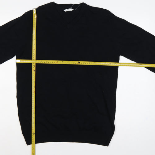 Marks and Spencer Teens Black XS V-Neck Cotton Pullover Jumper