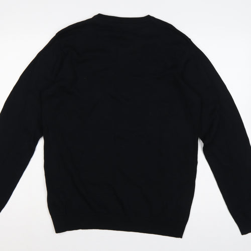 Marks and Spencer Teens Black XS V-Neck Cotton Pullover Jumper