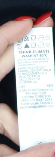 Marks and Spencer Teens Black XS V-Neck Cotton Pullover Jumper