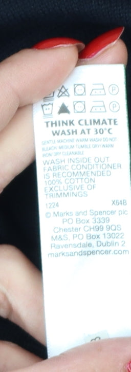 Marks and Spencer Teens Black XS V-Neck Cotton Pullover Jumper