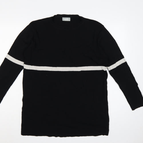 Wallis Women’s Black White Stripe Tunic Jumper UK 14 Long Sleeve Knit