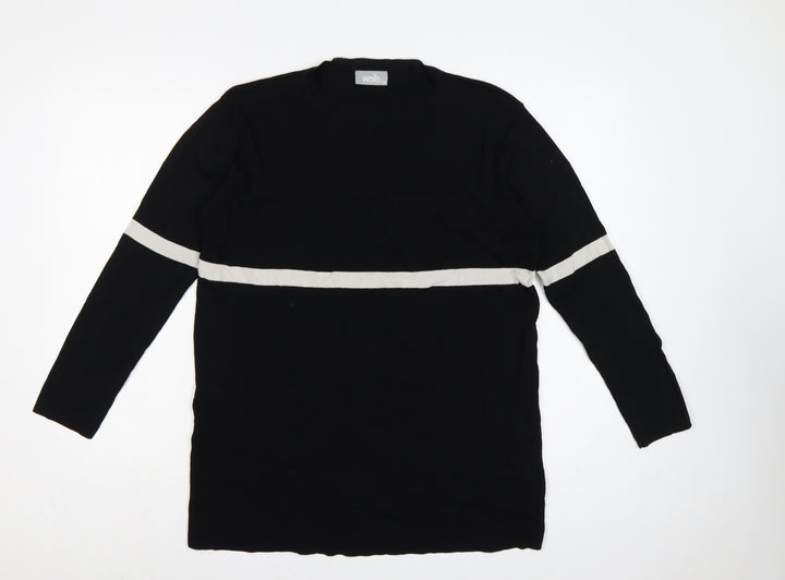 Wallis Women’s Black White Stripe Tunic Jumper UK 14 Long Sleeve Knit