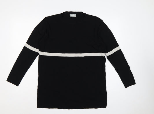 Wallis Women’s Black White Stripe Tunic Jumper UK 14 Long Sleeve Knit