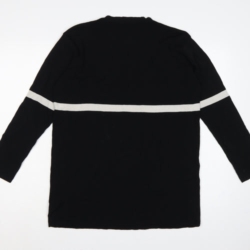 Wallis Women’s Black White Stripe Tunic Jumper UK 14 Long Sleeve Knit