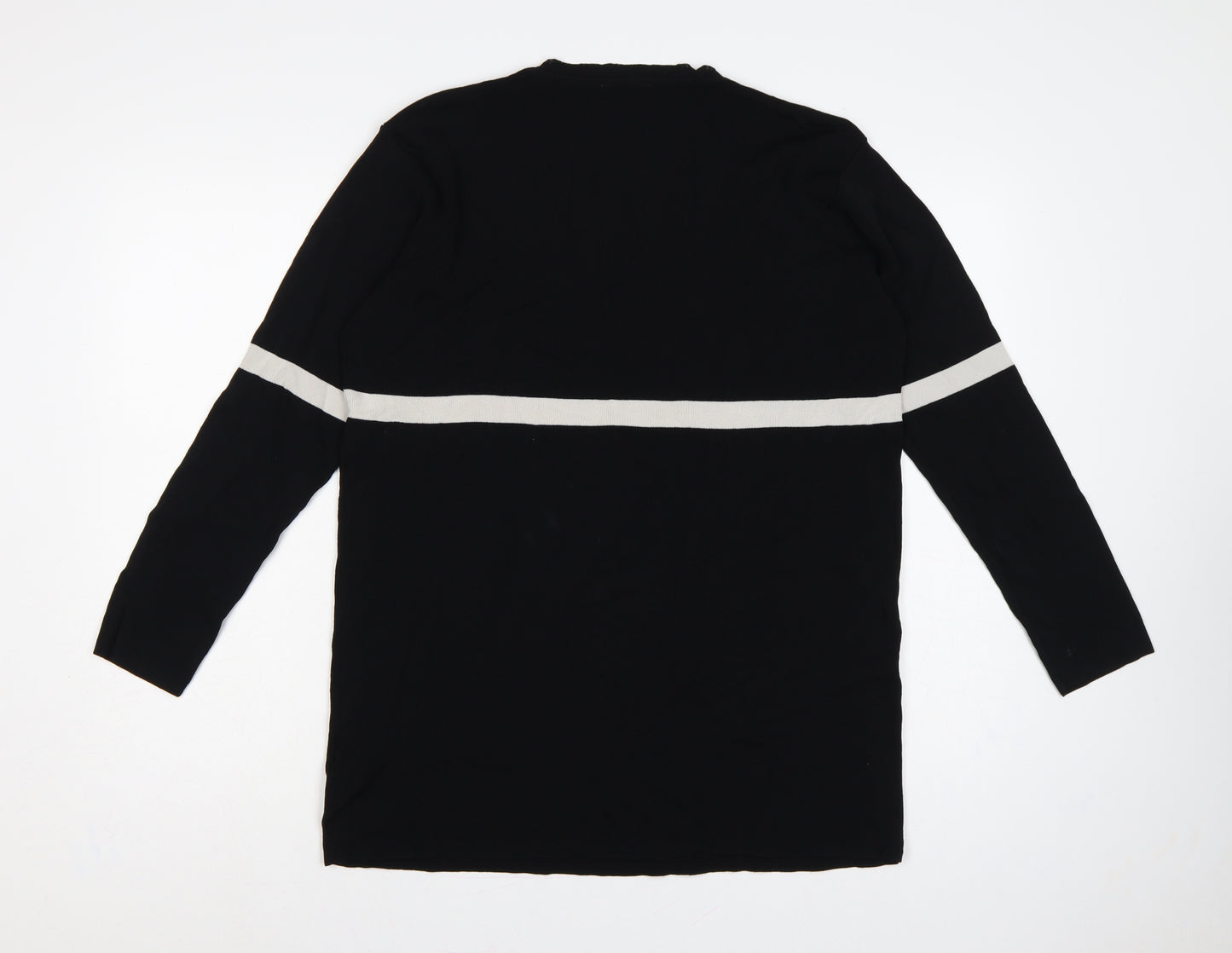 Wallis Women’s Black White Stripe Tunic Jumper UK 14 Long Sleeve Knit