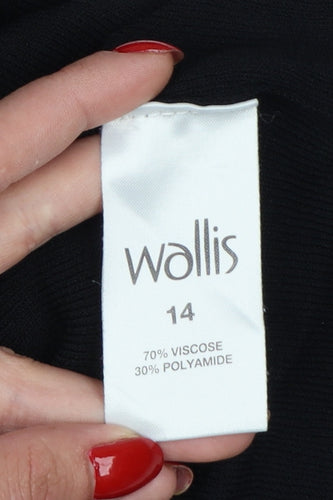Wallis Women’s Black White Stripe Tunic Jumper UK 14 Long Sleeve Knit
