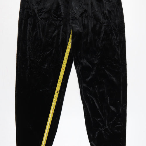 Gap Women Black M Velvet Jogger Trousers Elastic Waist Drawstring