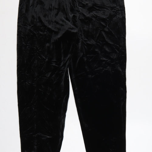 Gap Women Black M Velvet Jogger Trousers Elastic Waist Drawstring