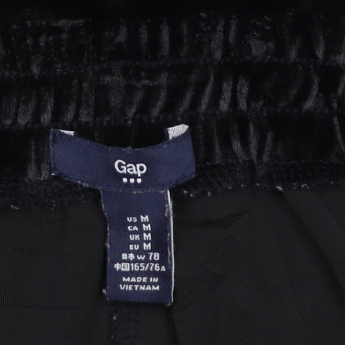 Gap Women Black M Velvet Jogger Trousers Elastic Waist Drawstring