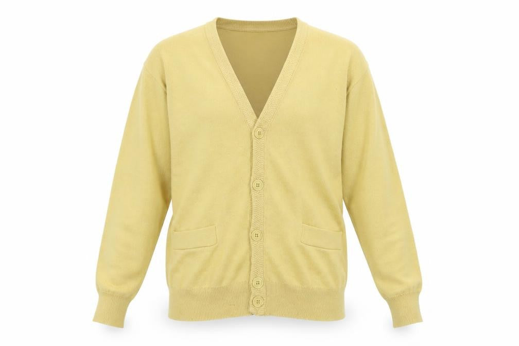 Franco Ponti Men's Yellow XL Merino Wool Blend V-Neck Cardigan