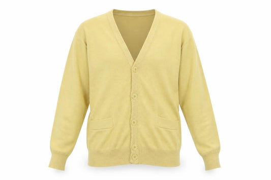 Franco Ponti Men's Yellow XL Merino Wool Blend V-Neck Cardigan
