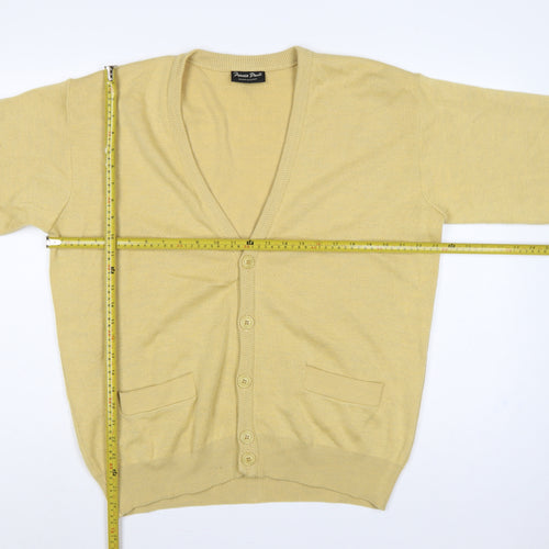 Franco Ponti Men's Yellow XL Merino Wool Blend V-Neck Cardigan