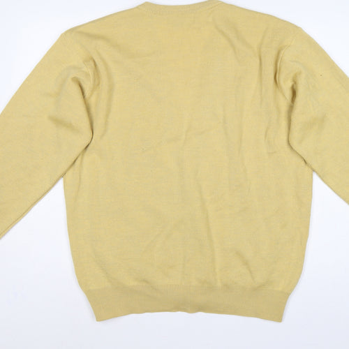 Franco Ponti Men's Yellow XL Merino Wool Blend V-Neck Cardigan