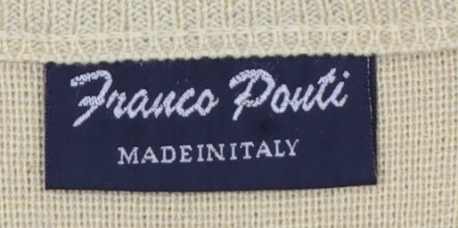 Franco Ponti Men's Yellow XL Merino Wool Blend V-Neck Cardigan