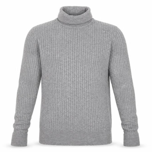 Feraud Men’s Grey Size S Ribbed Roll Neck Viscose Knit Pullover Jumper