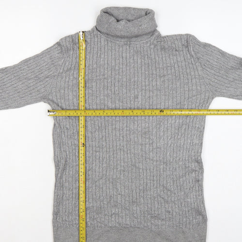 Feraud Men’s Grey Size S Ribbed Roll Neck Viscose Knit Pullover Jumper