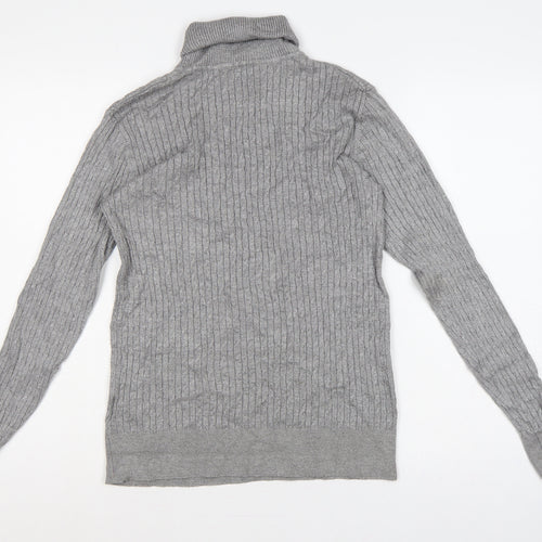 Feraud Men’s Grey Size S Ribbed Roll Neck Viscose Knit Pullover Jumper