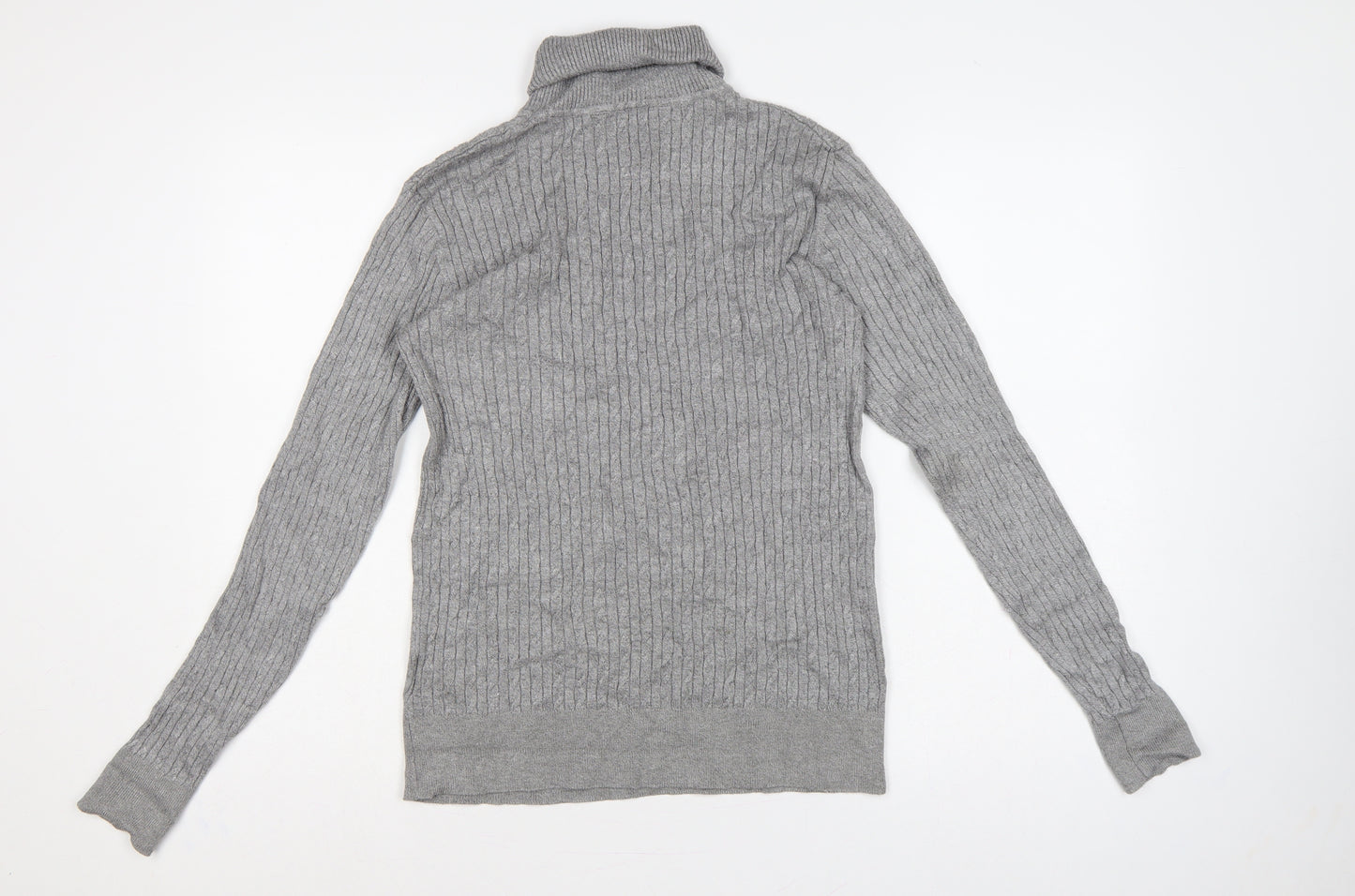 Feraud Men’s Grey Size S Ribbed Roll Neck Viscose Knit Pullover Jumper