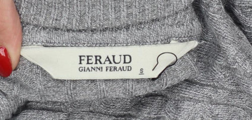 Feraud Men’s Grey Size S Ribbed Roll Neck Viscose Knit Pullover Jumper