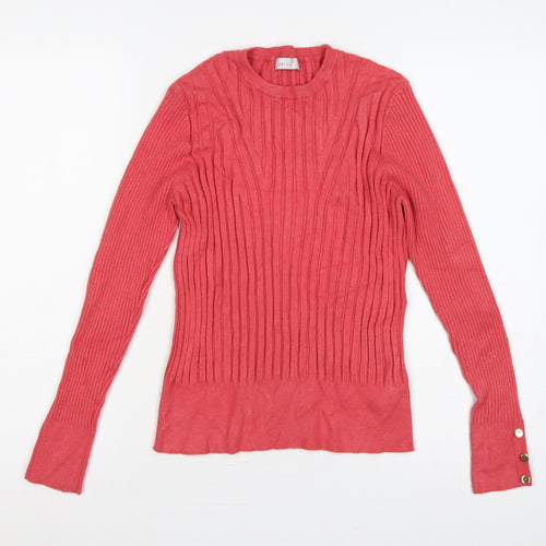 Per Una Women’s Pink Ribbed Crew Neck Jumper UK 18 Long Sleeve
