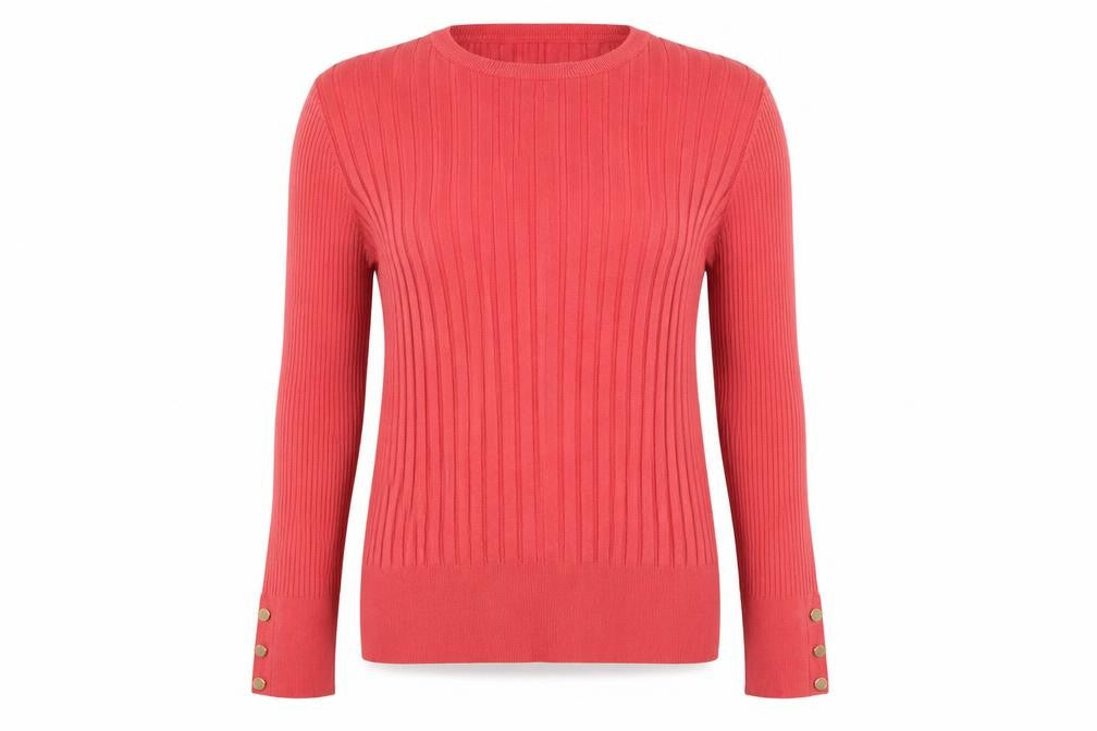 Per Una Women’s Pink Ribbed Crew Neck Jumper UK 18 Long Sleeve