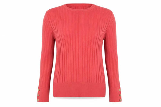 Per Una Women’s Pink Ribbed Crew Neck Jumper UK 18 Long Sleeve