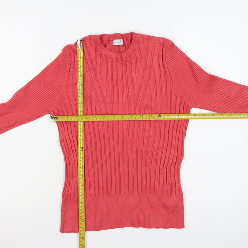 Per Una Women’s Pink Ribbed Crew Neck Jumper UK 18 Long Sleeve