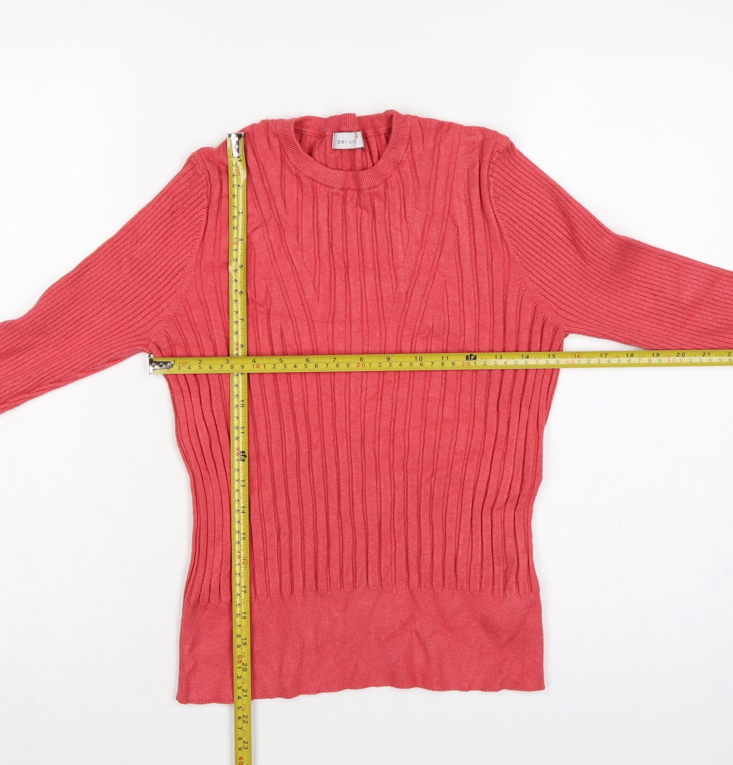 Per Una Women’s Pink Ribbed Crew Neck Jumper UK 18 Long Sleeve
