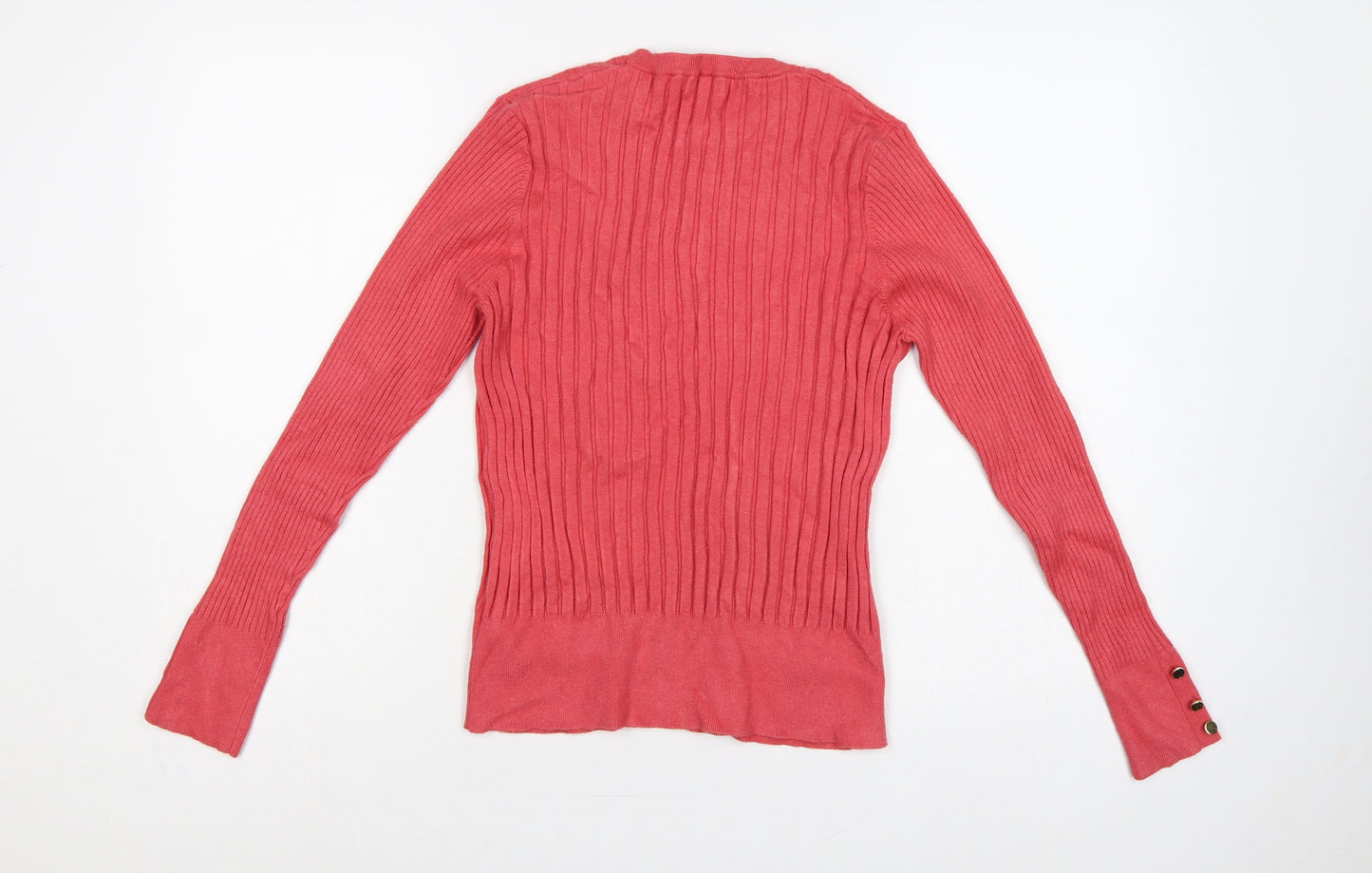 Per Una Women’s Pink Ribbed Crew Neck Jumper UK 18 Long Sleeve