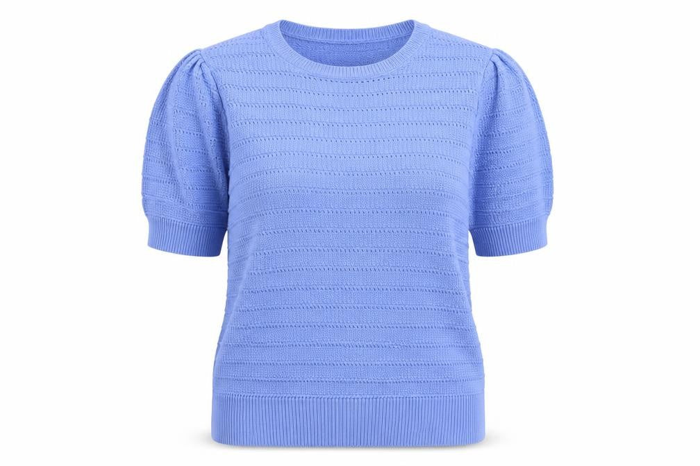 Marks and Spencer Women Blue UK 16 Cotton Knit Short Sleeve Jumper