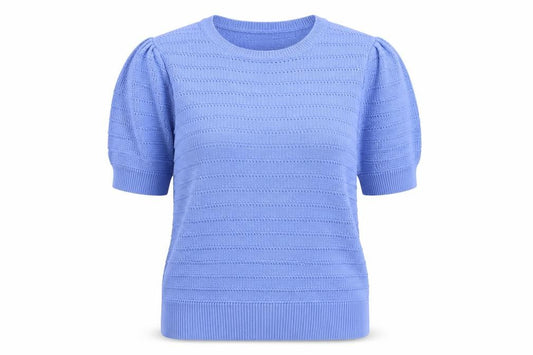 Marks and Spencer Women Blue UK 16 Cotton Knit Short Sleeve Jumper