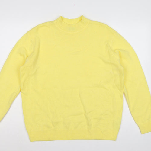 Damart Women Yellow Acrylic Mock Neck Knit Pullover Jumper UK 18