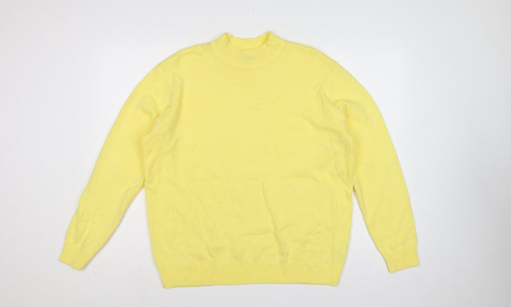 Damart Women Yellow Acrylic Mock Neck Knit Pullover Jumper UK 18