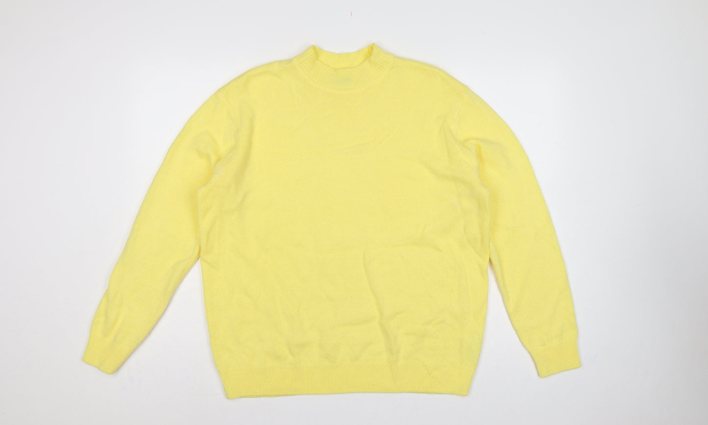 Damart Women Yellow Acrylic Mock Neck Knit Pullover Jumper UK 18