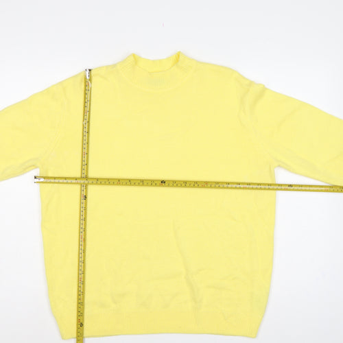Damart Women Yellow Acrylic Mock Neck Knit Pullover Jumper UK 18