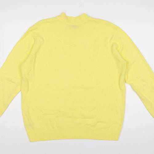 Damart Women Yellow Acrylic Mock Neck Knit Pullover Jumper UK 18