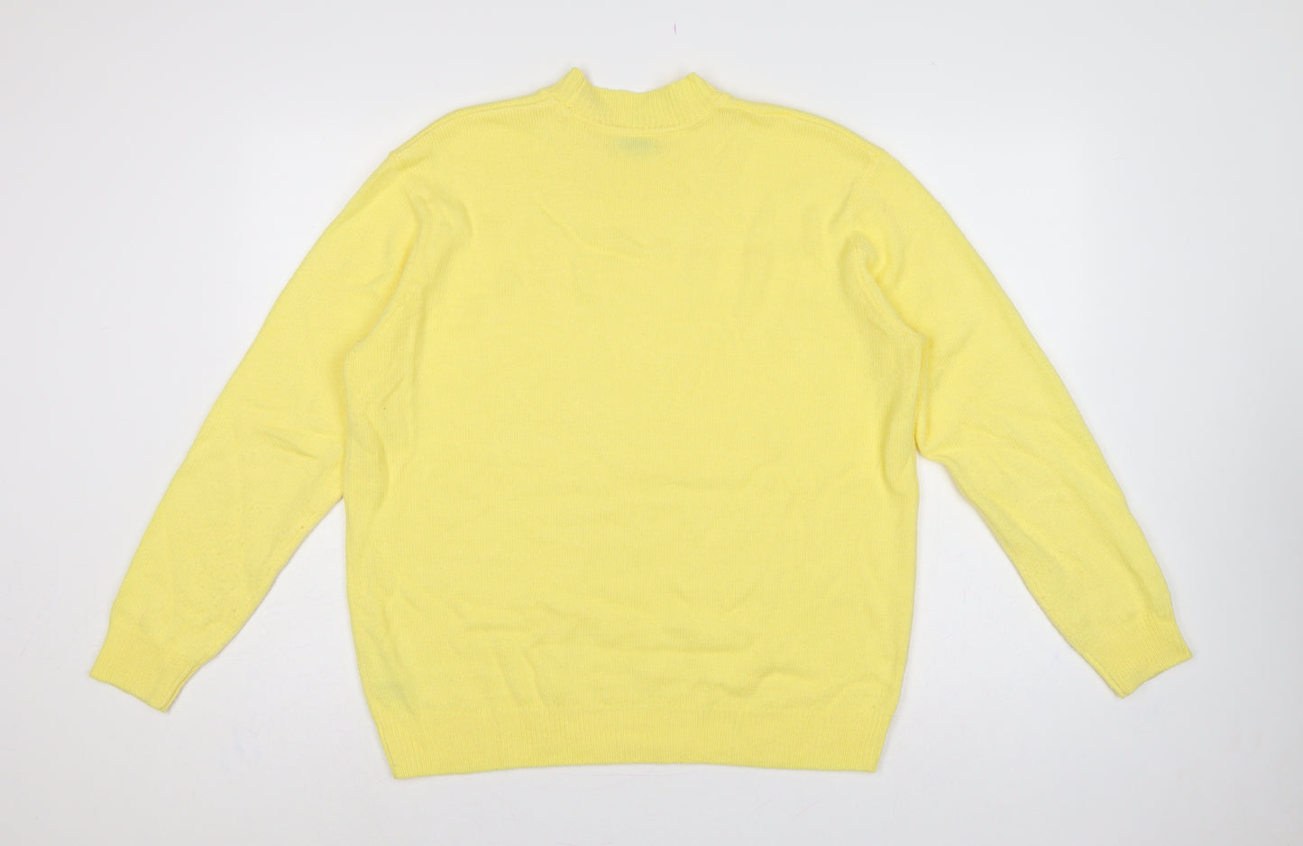 Damart Women Yellow Acrylic Mock Neck Knit Pullover Jumper UK 18
