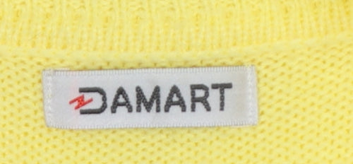 Damart Women Yellow Acrylic Mock Neck Knit Pullover Jumper UK 18