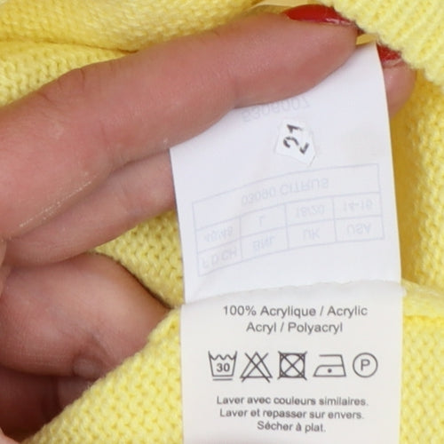 Damart Women Yellow Acrylic Mock Neck Knit Pullover Jumper UK 18