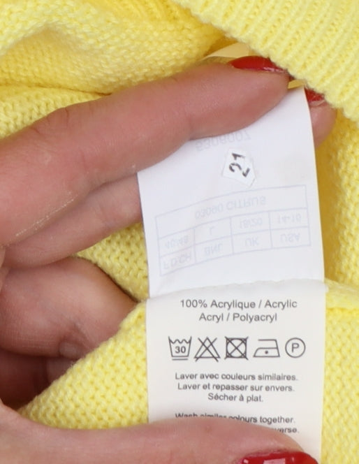 Damart Women Yellow Acrylic Mock Neck Knit Pullover Jumper UK 18
