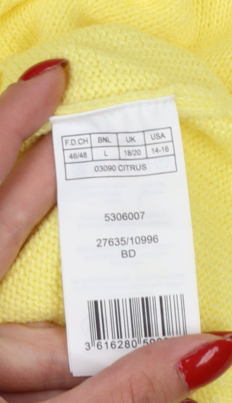 Damart Women Yellow Acrylic Mock Neck Knit Pullover Jumper UK 18