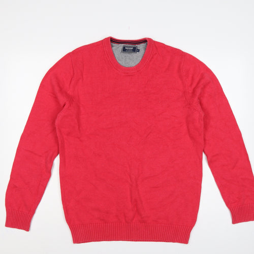 Maine New England Men's Red Medium Cotton Crew Neck Pullover Jumper
