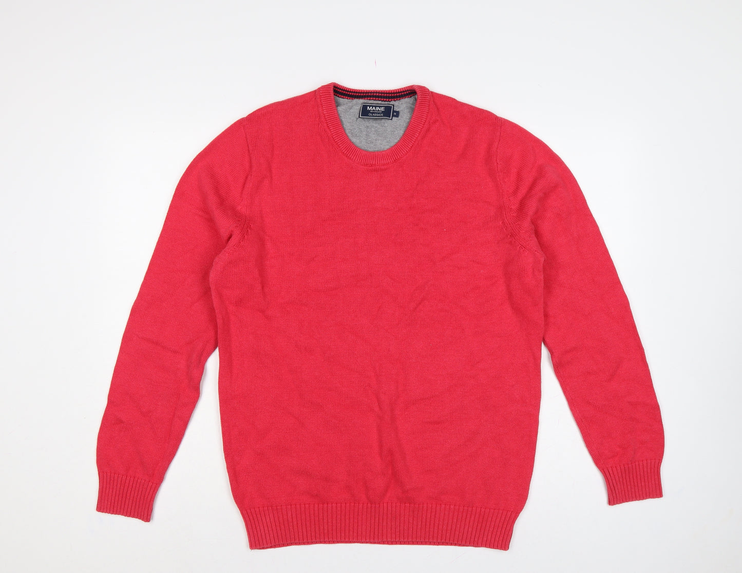 Maine New England Men's Red Medium Cotton Crew Neck Pullover Jumper